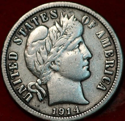 1914 Philadelphia Mint Silver Barber Dime - Image 1 of 2