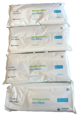 4 X 30 Packs (120) Biodegradable Coloplast Charter Hygienic Dry Wipes - Image 1 of 4