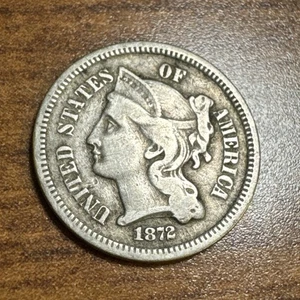 1872 Three Cent Nickel 3c Fine details - Hairlines - Picture 1 of 2