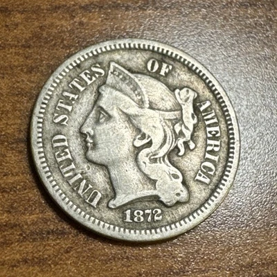 1872 Three Cent Nickel 3c Fine details - Hairlines - Image 1 of 2