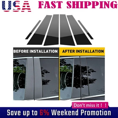 For Dodge Charger 11-2021 6pc Black Pillar Posts Set Door Trim Piano Cover Kits - Image 1 of 4