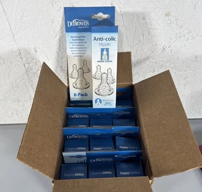 Dr. Brown's Natural Flow Anti-Colic Nipple Level 2 Medium 3m+ 12 Boxes Of 6 (72) - Image 1 of 4