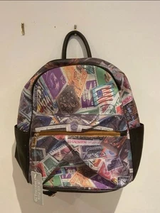 Red Fox Fashion Postal Stamp Backpack Brand New With Tags - Picture 1 of 4