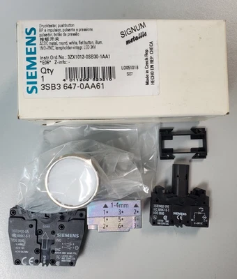 西门子 3SB3647-0AA61 照明按钮 白色 批量 2 (M1095) — 第 1/2 张图片
