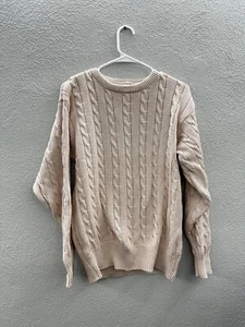 Jumpers Womens Sweater Size Medium Pink Cable Knit Pure Cotton Vintage - Picture 1 of 10