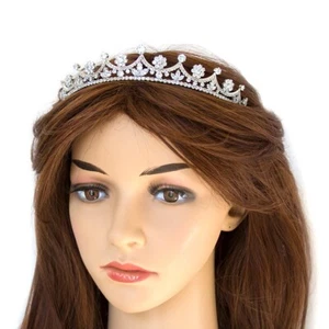 Wedding Bridal Tiara with Crystal Rhodium Plated Crown. - Picture 1 of 2