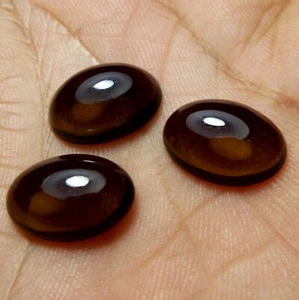 Lote de 3 piezas de cabujón de cuarzo ahumado natural de alta calidad de 16x11 mm con forma ovalada - Imagen 1 de 7