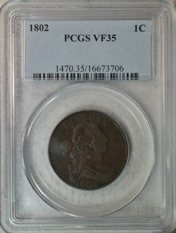 1802 Draped Bust large cent, PCGS VF35..........Type Coin Company Cover