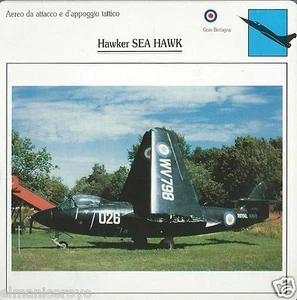 AVIAZIONE CACCIA HAWKER SEA HAWK UK AERONAUTICA DETTAGLI RETRO SCHEDA - Picture 1 of 1
