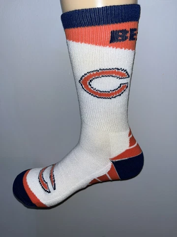 CHICAGO BEARS NFL FOOTBALL WHITE SPORT FAN LOGO CREW LENGTH SOCKS LARGE Q Cover