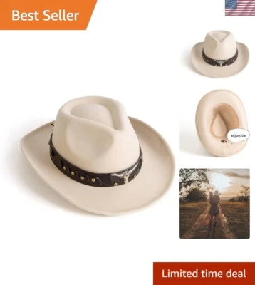 Elegante sombrero de vaquero occidental para mujer con cierre de hebilla de cinturón ajustable Foto 1 de 4