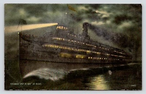 Steam Ship "Put in Bay" Full Moon Night Scene c1910 VTG DB UNP Postcard - Picture 1 of 2
