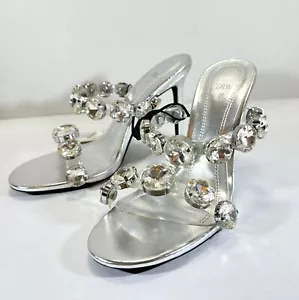 Zara strass cristalli impreziositi mules tacchi argento taglia US 6/ EU 36 - nuovo con etichette - Foto 1 di 19