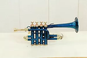 SMART PICCOLO DEAL!!!! BLUE BRASS FINISH Bb/A PICCOLO TRUMPET MP - Picture 1 of 4