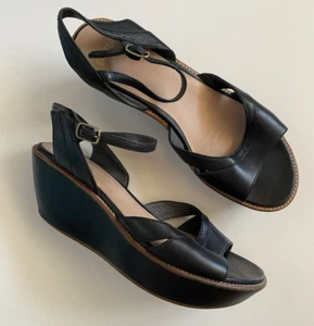 Camper Keilabsatz Plateau Ledersandalen schwarz Riemen Damen Größe 39/8,5 US - Bild 1 von 7
