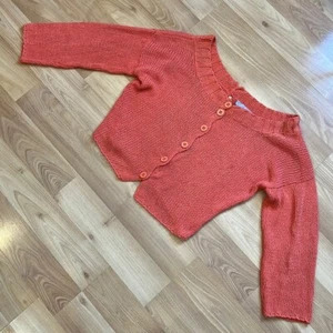 Cardigan maglione maglia Poles France arancione con bottoni davanti e dietro piccolo - Foto 1 di 7