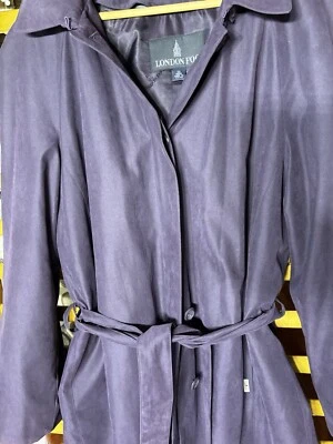 Women’s London fog trenchcoat w/ liner plum/eggplant purple removable hat Sz 12 - Image 1 of 4