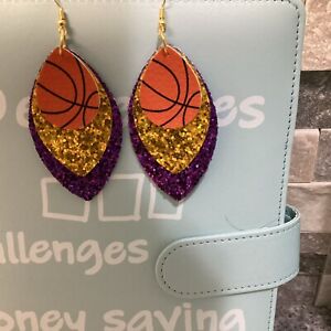 La Lakers Style Basketball Faux Leather Dangle Earrings