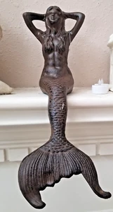LARGE Cast Iron Mermaid Shelf Sitter Vintage 18” - Picture 1 of 12