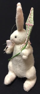 Decorative Stuffed White Bunny Rabbit Flying a Kite Easter Spring - Picture 1 of 5
