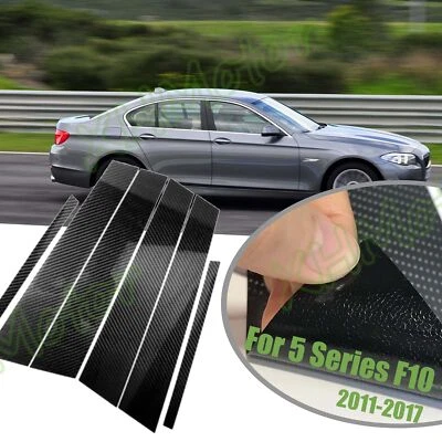 Pegatina de cubierta de poste de fibra de carbono 5D para ventana de coche pilar B para BMW Serie 5 F10 Foto 1 de 4