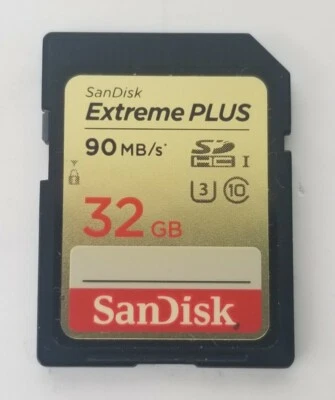 SanDisk Extreme PLUS 32GB SDHC UHS-I Memory Card 90MB/s FOR HD VIDEO 4K - Image 1 of 3
