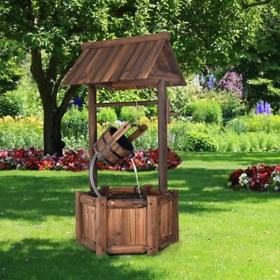 Holzbrunnen Dekobrunnen Gartenbrunnen Zierbrunnen mit elektrischer Pumpe - Bild 1 von 4