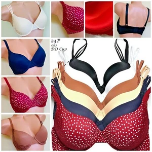 1/3/6 Women's Bras Push Up LACE Detail T-Shirt 7124 Plus Size Gift Packs 34D-42D - Picture 1 of 11