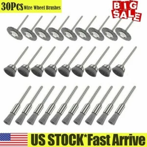 30x Stainless Steel Wire Brush Set Dremel Tool Rotary Die Grinder Removal Wheel - Picture 1 of 9