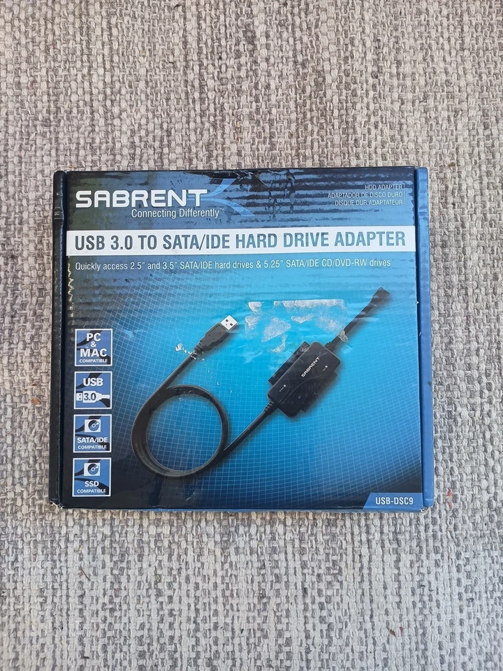 Sabrent Model USB-DSC9, USB 3.0 to SATA/IDE Hard Drive Adapter, Exc. - Image 1 of 3