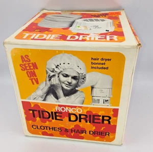Vintage 1970s Ronco Tidie Drier Clothes & Hair Dryer w/ Bonnet & Box - READ - Picture 1 of 17