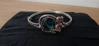 SCHMUCKJAGD ARMREIF aus 925 Silber Oxydiert mit Abalone 6cm lang, 5 cm breit - Bild 1 von 4