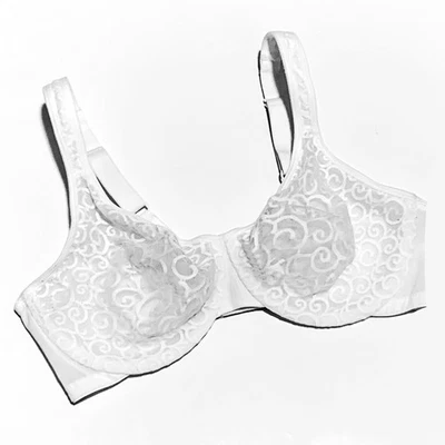 Olga Christina White Floral Print Unpadded Bra with Underwire Support, size 38D - Image 1 of 3