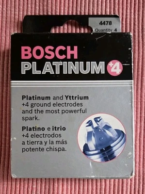 NOS Bosch Platinum +4 Performance Spark Plugs #4478 (4-Pack) New in Sealed Box - Image 1 of 3