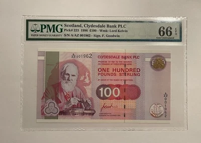 Scotland Clydesdale Bank 100 Pounds 1996 P-223 Graded PMG 66 GEM UNC - Image 1 of 2