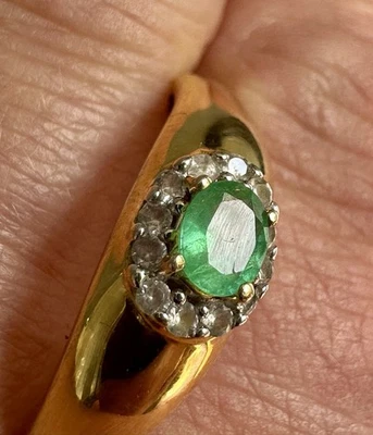 Zeitlos 925 Silber Vergoldet Ring mit Smaragd Edelsten &Zirkonen Harry Ivens - Bild 1 von 4