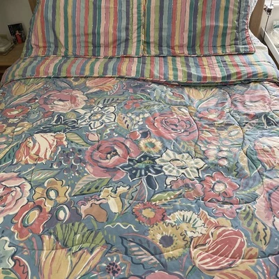 Collier Campbell Tambourine Comforter Set Reversible Full Queen 80s Floral Vtg - Image 1 of 4