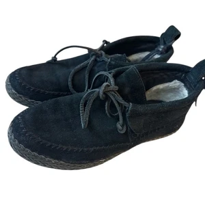 UGG Black Ankle Lace Moccasins Size 7 - Picture 1 of 4