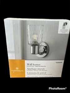New Portfolio Wall Sconce Light Lamp Fixture Chrome Glass 1026681 - Picture 1 of 3