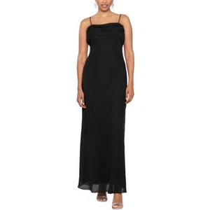 Betsy & Adam Womens Black Draped Back Sleeveless Evening Dress Gown 8 BHFO 0329 - Picture 1 of 3