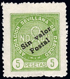 Sevilla -Guerra Civil -Em. Local Nacional Allepuz * 109 - "5 pts." sobrecargado - Bild 1 von 1