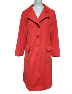 '80s Women's Medium Coral Single-Breasted Hollis Weather Trench Coat EUC - Image 1 of 4