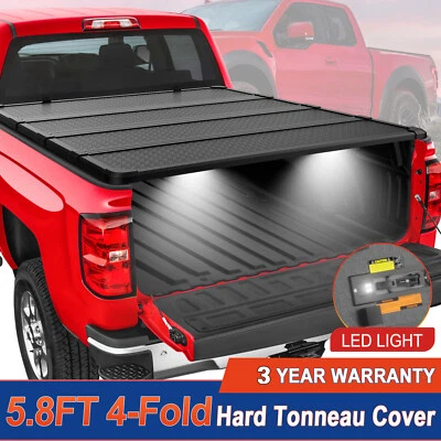 5.8FT 4-Fold Hard Tonneau Cover For 14-18 Chevy Silverado GMC Sierra Short Bed - Изображение 1 из 4