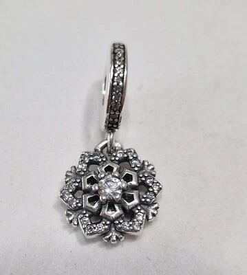 Charm  Doppio Fiocco Di Neve Scintillante ARGENTO S925 ALE   - Immagine 1 di 4