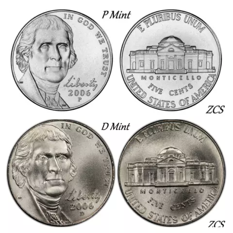 2006 P&D Jefferson Nickel High Grade Un-circulated Coin U.S. Mint Roll Cover