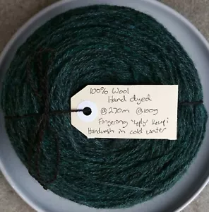 Hand Dyed Yarn, 4 Ply 100% Wool Approx 100g 270m Brown Base Overdyed Blue/Green - Picture 1 of 7