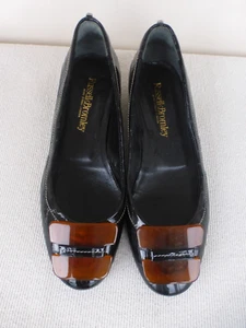 Russell & Bromley Black Patent Croc Leather Ballet Pumps EU38 UK 5 - Picture 1 of 7