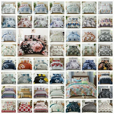 Soft Coverlet Bedspread Set Quilted Queen Super King Size Patchwork Bed Floral - image 1 of 4