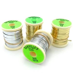 DANVILLE MYLAR TINSEL - Fly Tying Gold & Silver Flat Double-Sided Material Spool - Picture 1 of 6