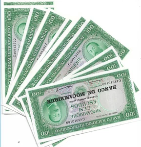24 x Portugués - Mozambique 100 Escudos Papel Moneda UNC/Crisp 1504 - Imagen 1 de 4